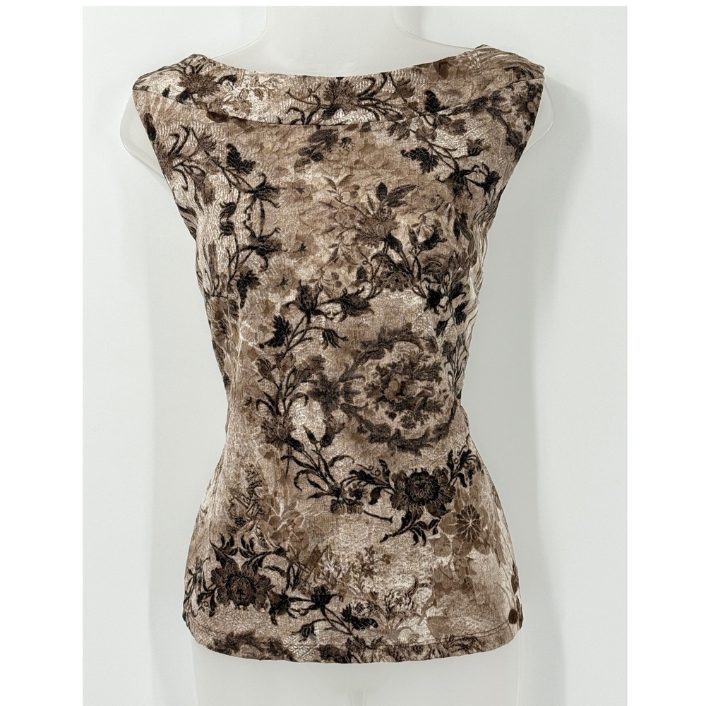 Vtg 90s y2k Dressbarn Lace Top Womens sz XL Brown Forest Fairy Grunge Boat Neck